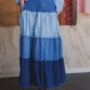 Denim tiered maxi skirt