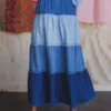 Denim tiered maxi skirt