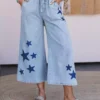 Denim wide leg capris