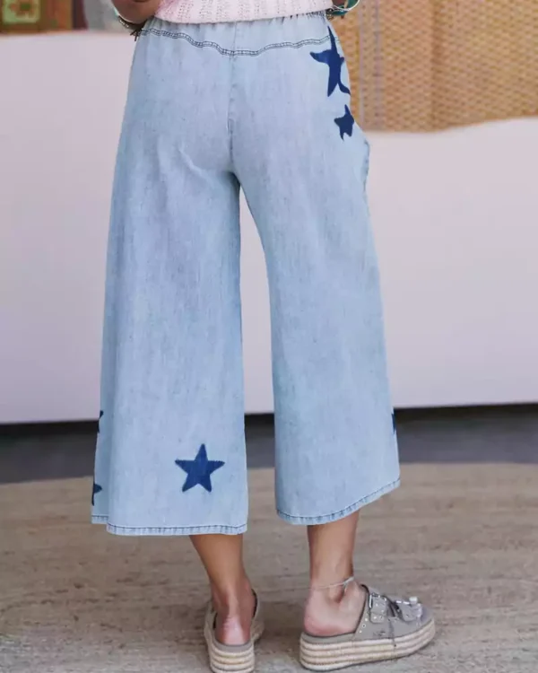 Denim wide leg capris