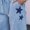 Denim wide leg capris