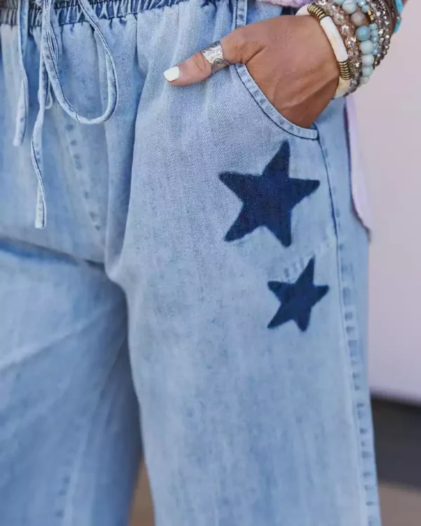 Denim wide leg capris