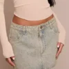 Designer denim mini skirt