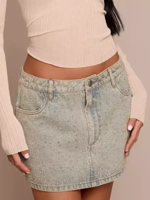 Designer denim mini skirt