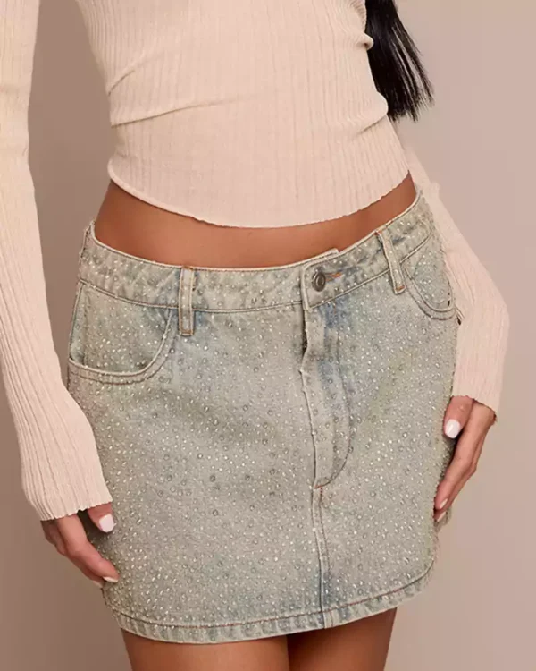 Designer denim mini skirt