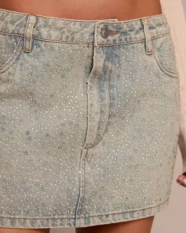 Designer denim mini skirt