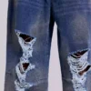 Distress denim jeans
