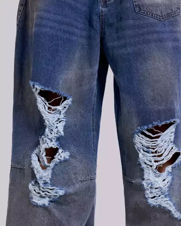 Distress denim jeans