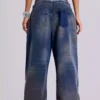 Distress denim jeans