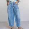 Drawstring denim pants