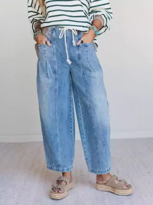 Drawstring denim pants