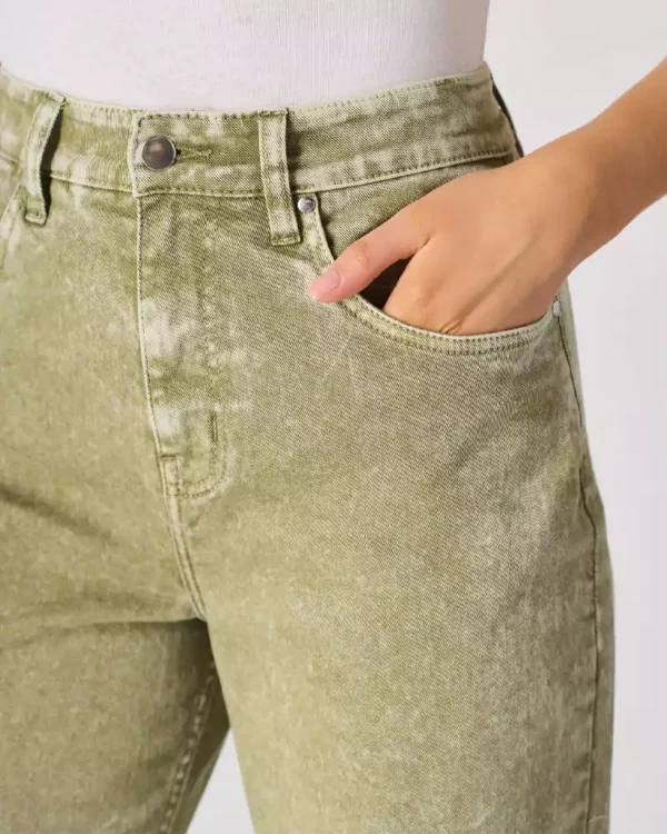 Green cast denim jeans