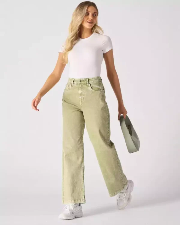 Green cast denim jeans