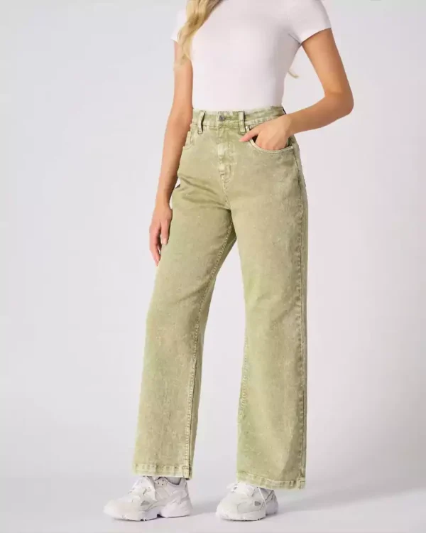 Green cast denim jeans