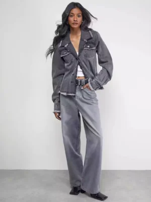 Grey denim jacket women