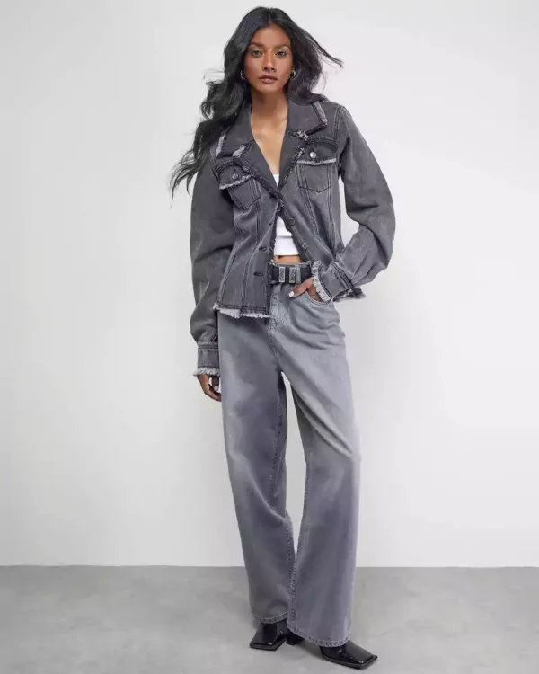Grey denim jacket women