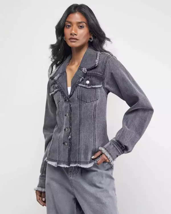 Grey denim jacket women
