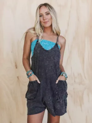Halter denim romper