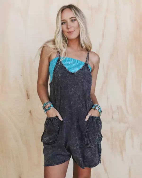 Halter denim romper