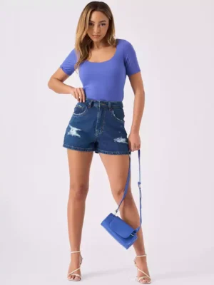 High waist ripped denim shorts
