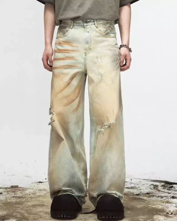 Light denim baggy jeans