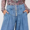 Light denim wide leg jeans