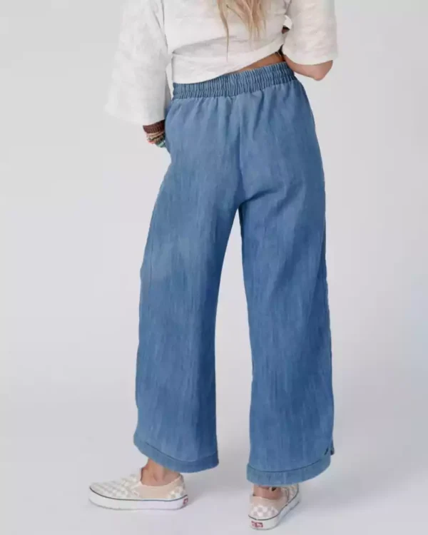 Plus size wide leg denim pants