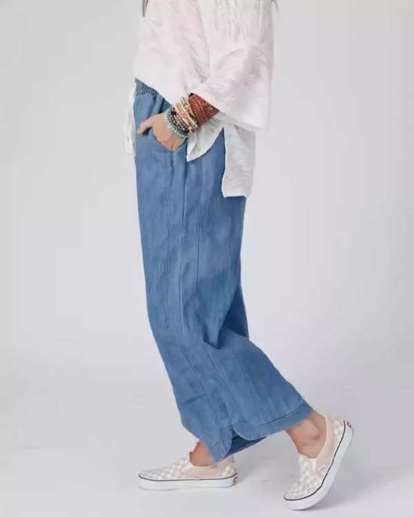 Plus size wide leg denim pants