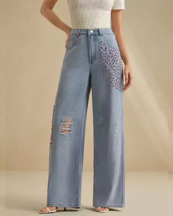 Straight leg denim jeans for women