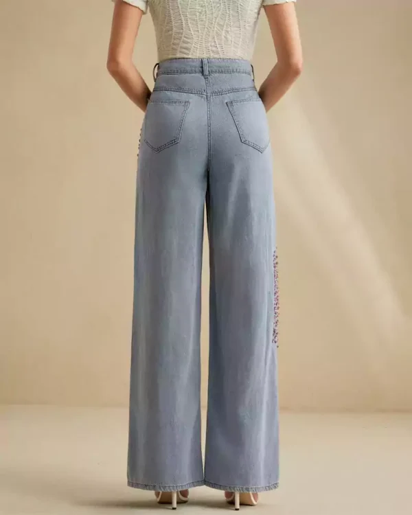 Straight leg denim jeans for women