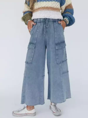 Women denim cargo pants