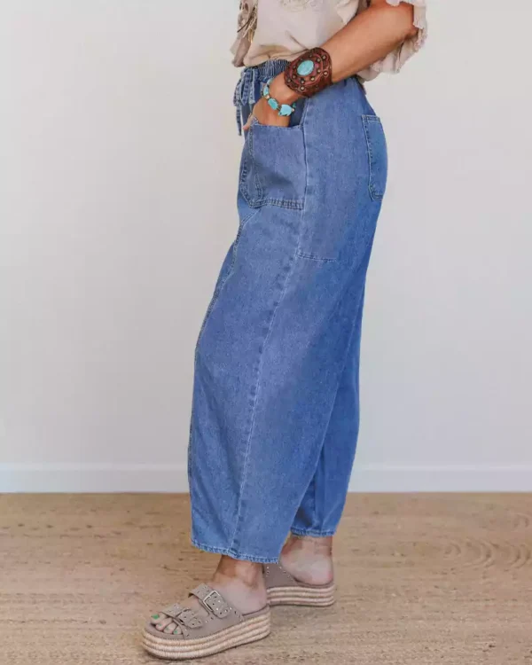 Womens denim drawstring pants