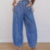 Womens denim drawstring pants