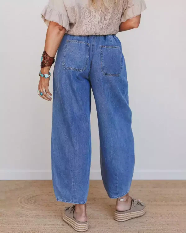 Womens denim drawstring pants