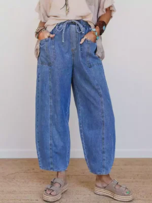 Womens denim drawstring pants
