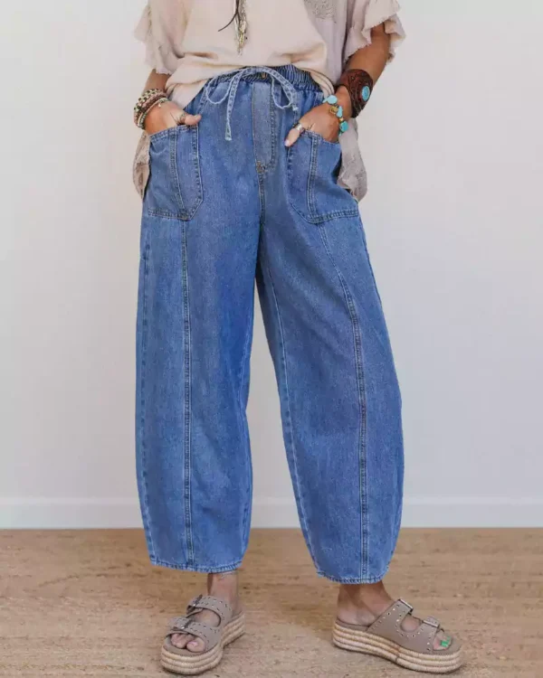 Womens denim drawstring pants