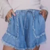 Womens frayed denim shorts