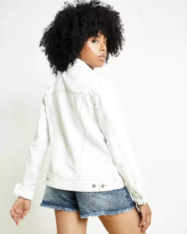 Womens white denim jean jacket Womens white denim jean jacket