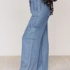 Womens wide leg denim pants
