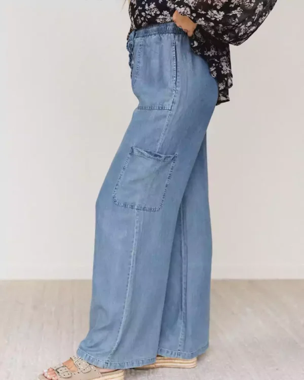 Womens wide leg denim pants