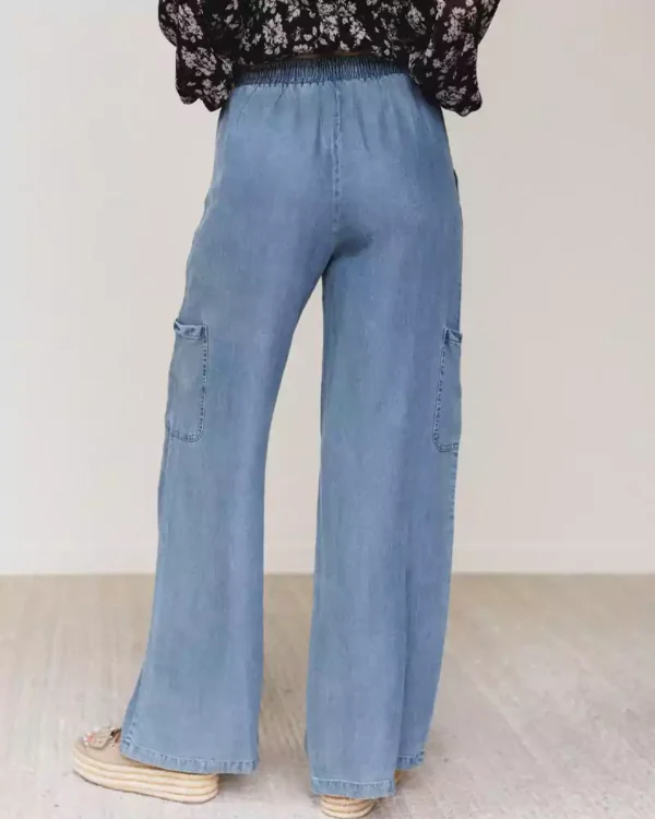 Womens wide leg denim pants