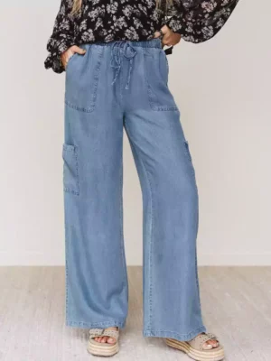 Womens wide leg denim pants