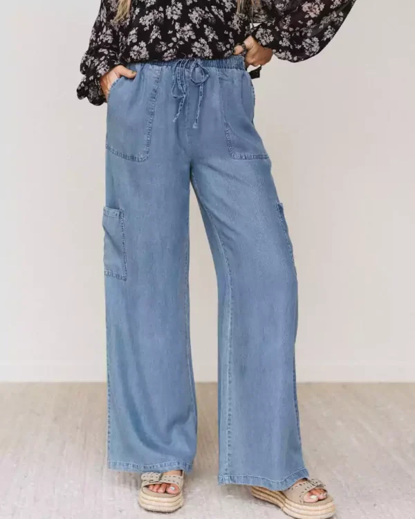 Womens wide leg denim pants