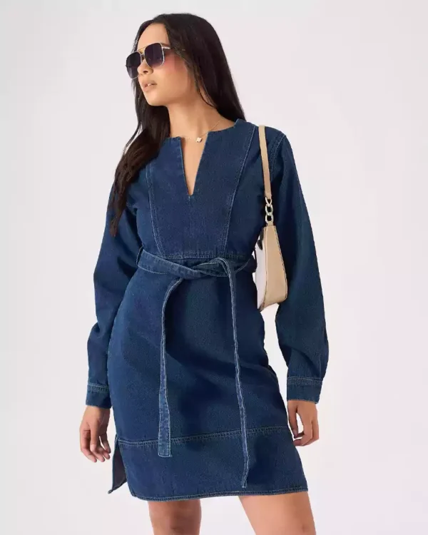 Wrap denim dress