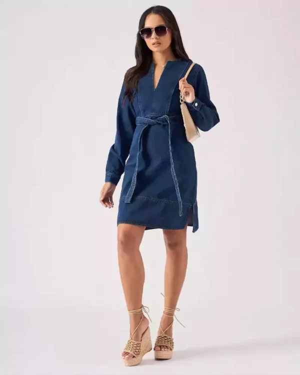 Wrap denim dress