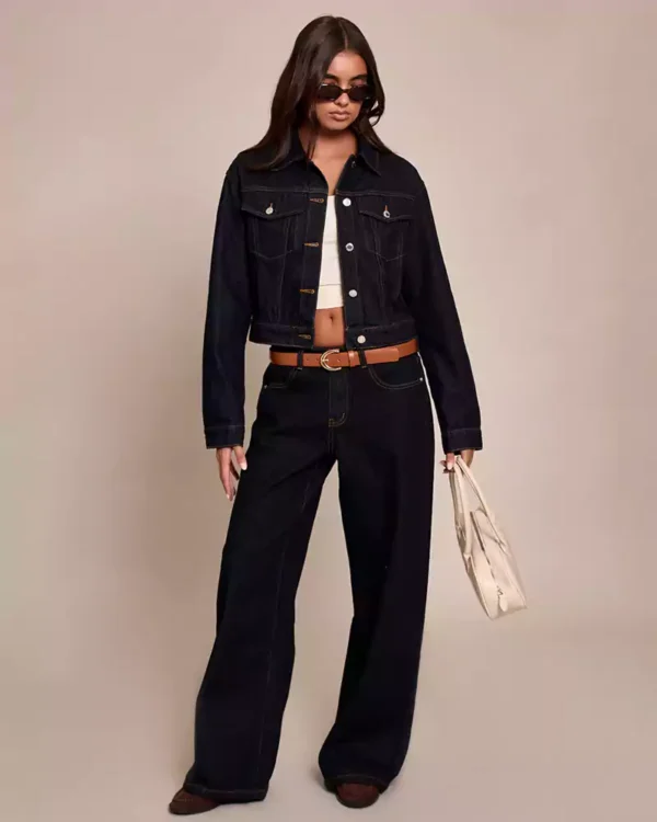 Black slim fit denim jacket