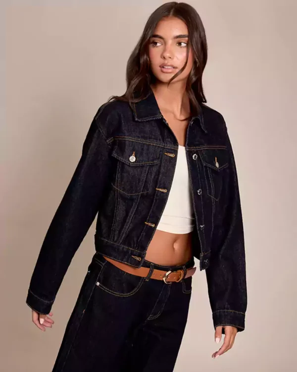 Black slim fit denim jacket