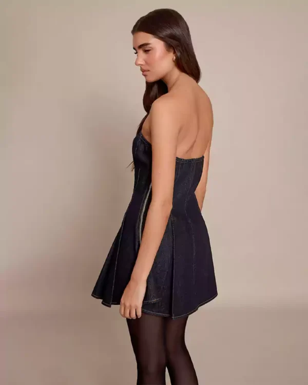 Black strapless denim dress
