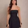 Black strapless denim dress