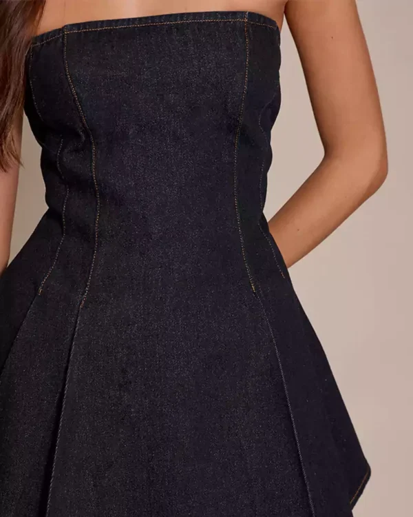 Black strapless denim dress